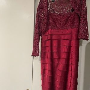 Burgundy Cocktail Dress with lace jacket